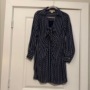 MICHAEL Michael Kors Navy and White Long Sleeve Dress